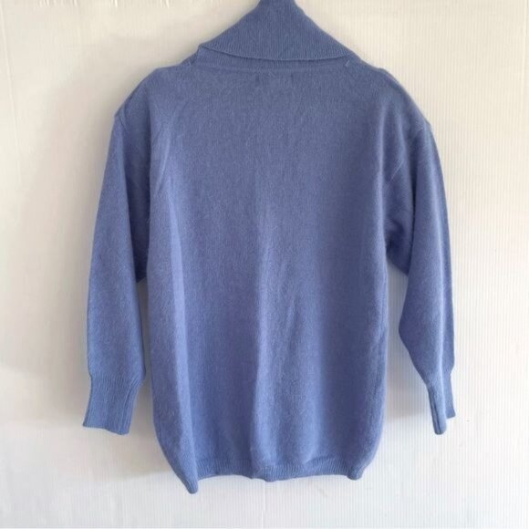 EFFECI Creazioni Angora & wool Oversized high turtle neck blue Sweater Small - Picture 2 of 9